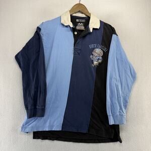 Vintage North Carolina Rugby Shirt Men's medium Blue Colorblock Retro Tar heels